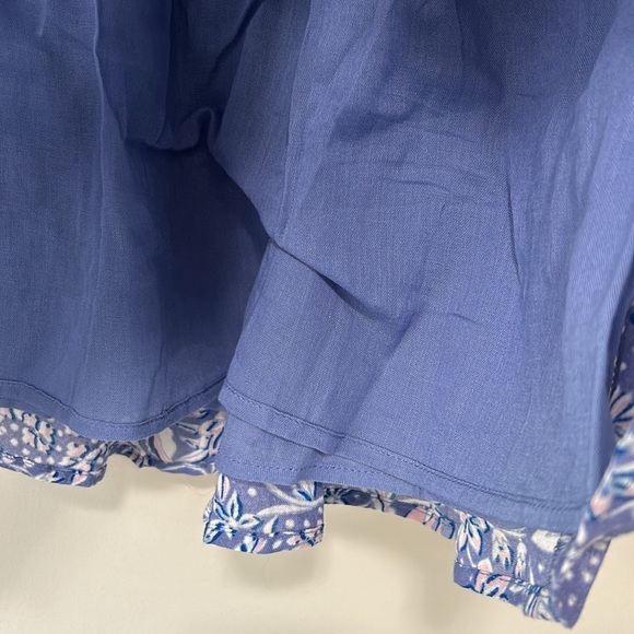 Evereve Sundry Floral Flounce Skirt Ruffle Chambray Blue Pink Sz 0 US XS NEW - Picture 4 of 7
